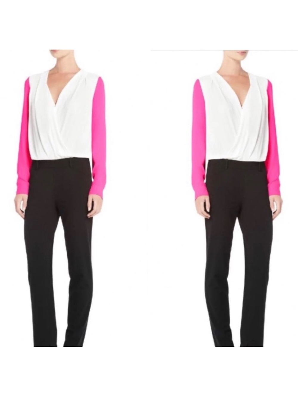 BCBGMAXAZRIA Remington Colorblock Pink White Black Jumpsuit